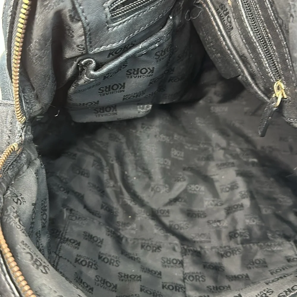 Michael Kors Black Leather Pebbled Gold Chain Shoulder Bag